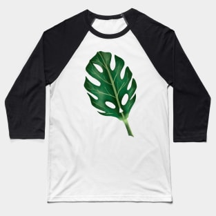 Monstera Leaf Skull Tropical Leaves Botanical Green Baseball T-Shirt